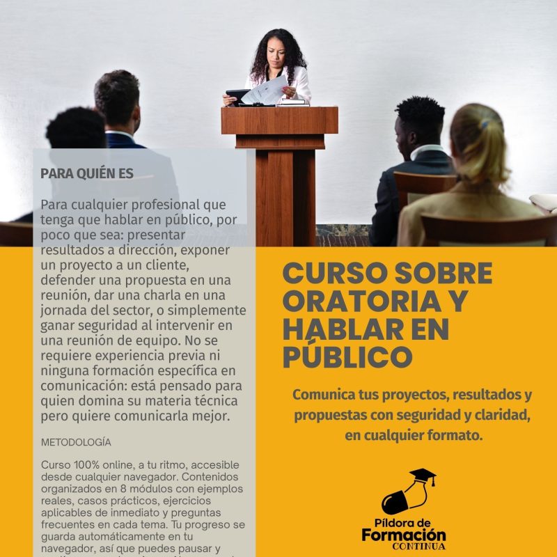 Píldora de formación continua sobre oratoria y hablar en público